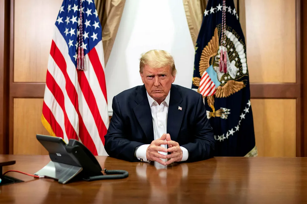 On the mend: US President Donald Trump could be discharged from hospital on Monday after testing positive for Covid-19 late last week