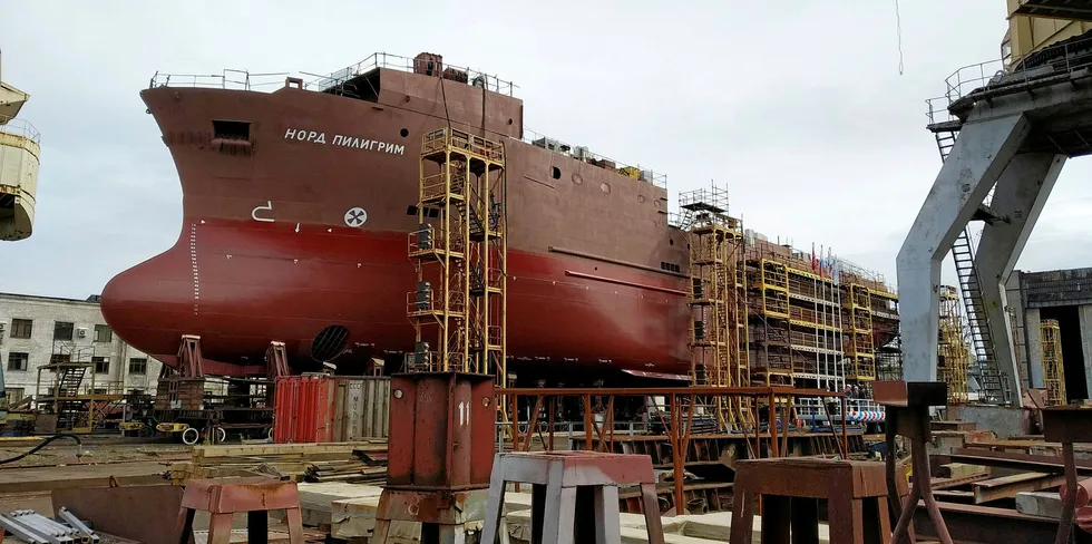 Nord-Pilgrim's new haddock and cod trawler vessel at the Vyborg shipyard. The vessel will target cod and haddock in the Barents Sea.