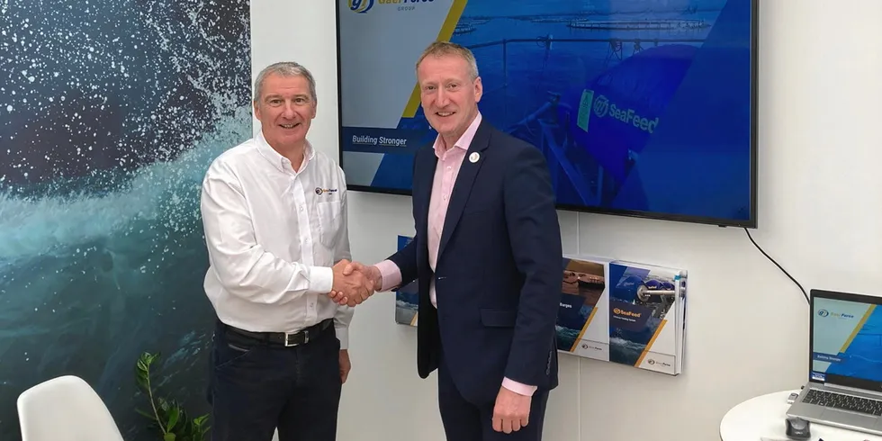 Stewart Graham, managing director of aquaculture equipment supplier Gael Force and Salmon Scotland CEO Tavish Scott.