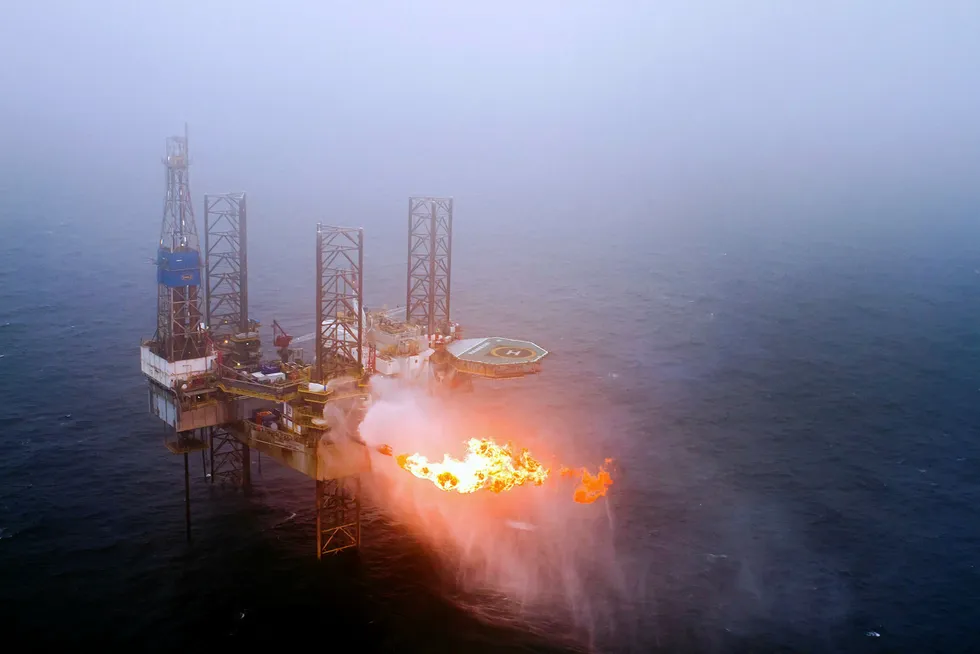 On target: the jack-up drilling rig Paragon 391 at the Pegasus field