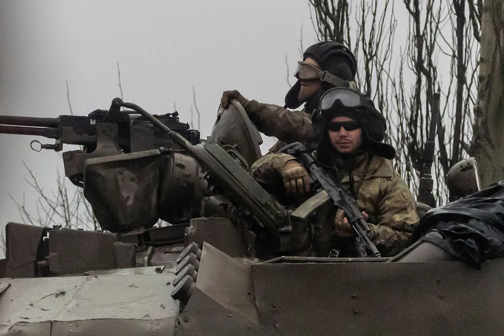 Conflict: Ukrainian tanks move into the city of Mariupol, after Russian President Vladimir Putin authorised a military operation in eastern Ukraine