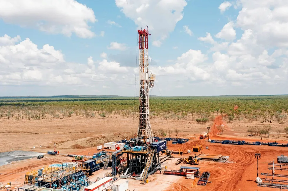 Tamboran Resources' shale gas drilling operation in Australia's Beetaloo sub-basin.