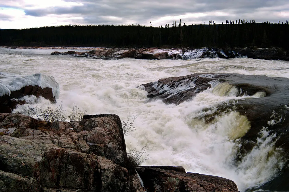 Hydropower: the Muskrat Falls, located on the Churchill River in central Labrador, as seen before a hydro plant was built