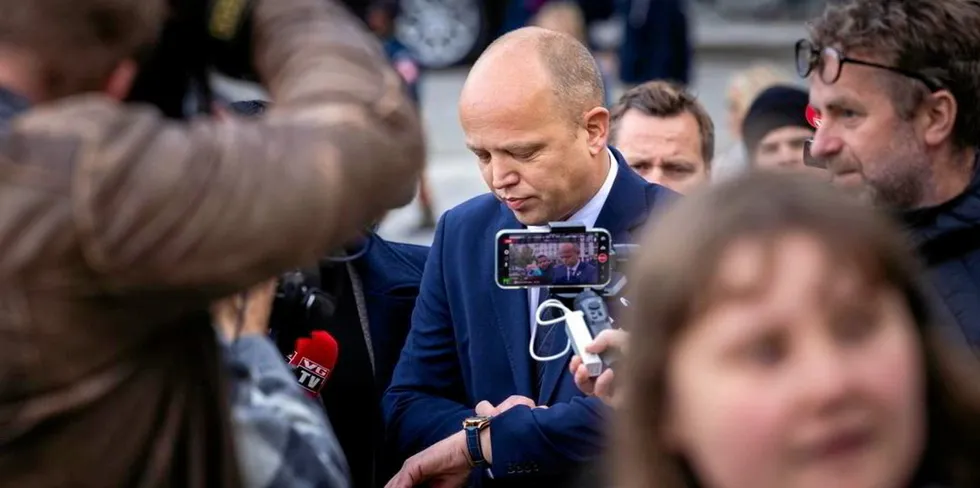 The salmon farming industry's least popular man: Norwegian Finance Minister Trygve Slagsvold Vedum.