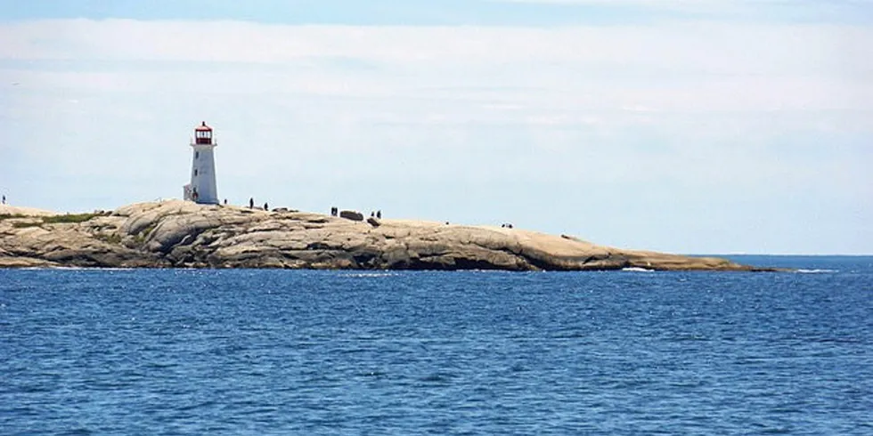 A lighthouse on the coast of the Canadian province of Nova Scotia