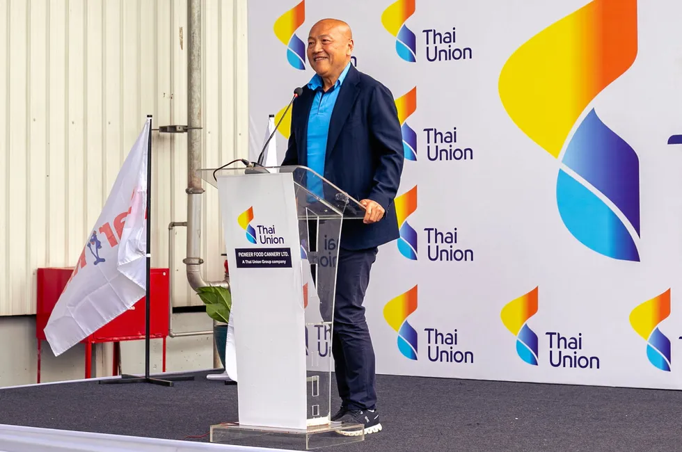 Thai Union CEO Thiraphong Chansiri speaking at the official inauguration of the cold store in Ghana.