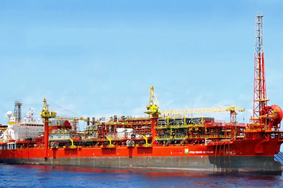 In operation: the Cidade de Itajai floating production, storage and offloading vessel at Karoon Energy’s Bauna oilfield offshore Brazil.