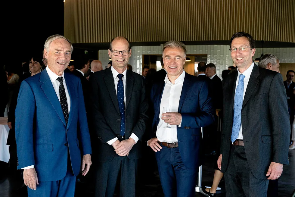 All smiles: From left, Neptune chairman Sam Laidlaw, Director General of the Ministry of Petroleum & Energy Lars Erik Aamot, Neptune Energy Norway boss Odin Estensen and Neptune Energy chief executive Pete Jones.