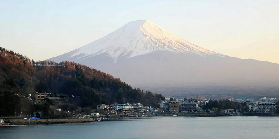 Mt. Fuji, home to a new land-based salmon operation backed by Grieg Seafood.