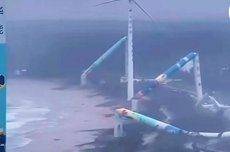 Wind turbines damaged by Typhoon Yagi in Hainan, China.