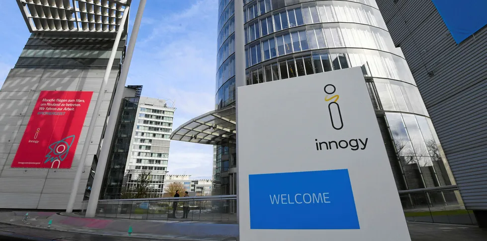 The headquarter building of the German energy company innogy SE is pictured on March 12, 2018 in Essen, western Germany.
