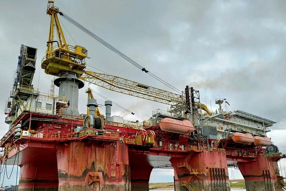 Idle: Prosafe's Safe Concordia flotel entering Acu port in June 2020 for what is expected to be a full year of warm-stacking