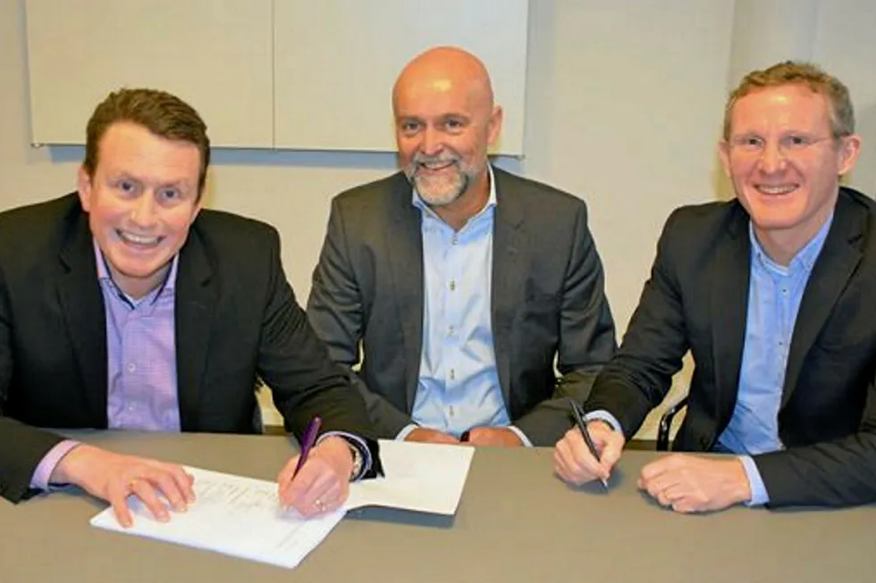 Aker BP takes Fishbones stake: From left: Ole Johan Molvig, senior vice president reservoir Aker BP; Eirik Renli, chief executive Fisbones; and Ingebrigt Masvie, investment director Statoil Technology Invest