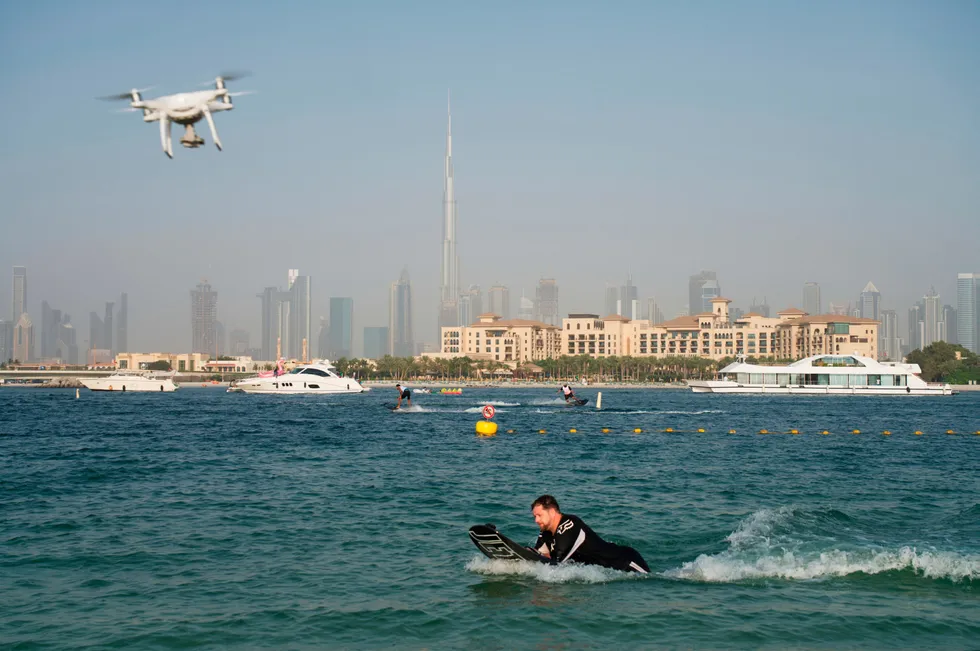 Fresh escalation: A recreational drone flying near Dubai. UAE has banned such drones for a month following the recent Houthi attack