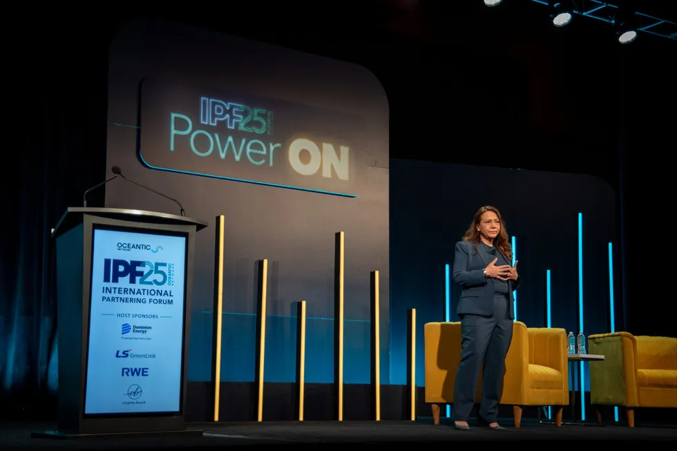Oceantic Network's Liz Burdock at the IPF 2025 plenary session