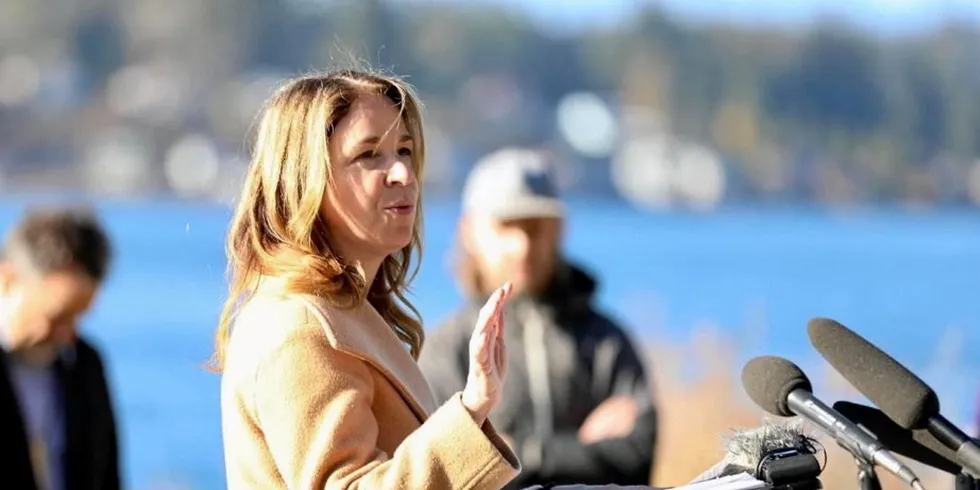 Washington Public Lands Commissioner Hilary Franz has come out strongly against any netpen salmon farming in the state.