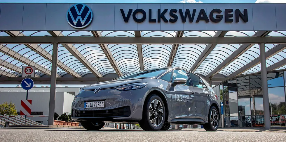 Volkswagen's ID3 electronic car at e-car factory in Zwickau, Germany