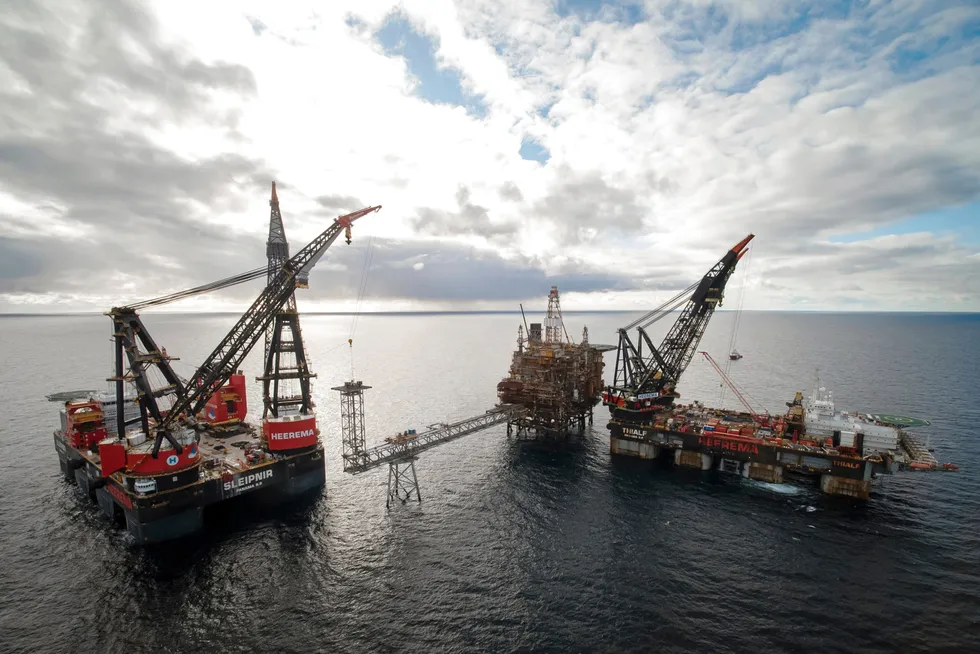 Dismantled: the removal of the Brae Bravo topsides earlier this year in the Taqa-operated Greater Brae Area