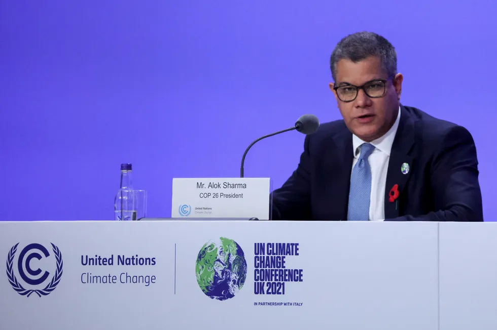 Unanswered questions: COP26 President Alok Sharma during a press conference on Thursday at the COP26 conference in Glasgow