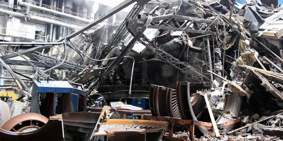 Destroyed energy infrastructure in Ukraine.