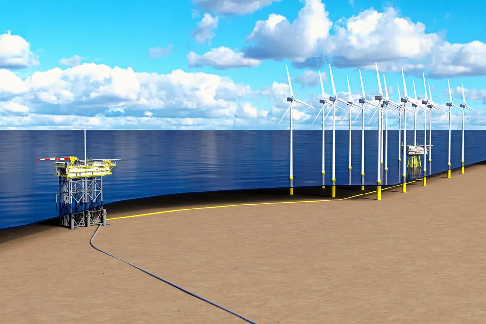 On the drawing board: An artist’s impression of the ONE-Dyas N05-A development off the Netherlands.