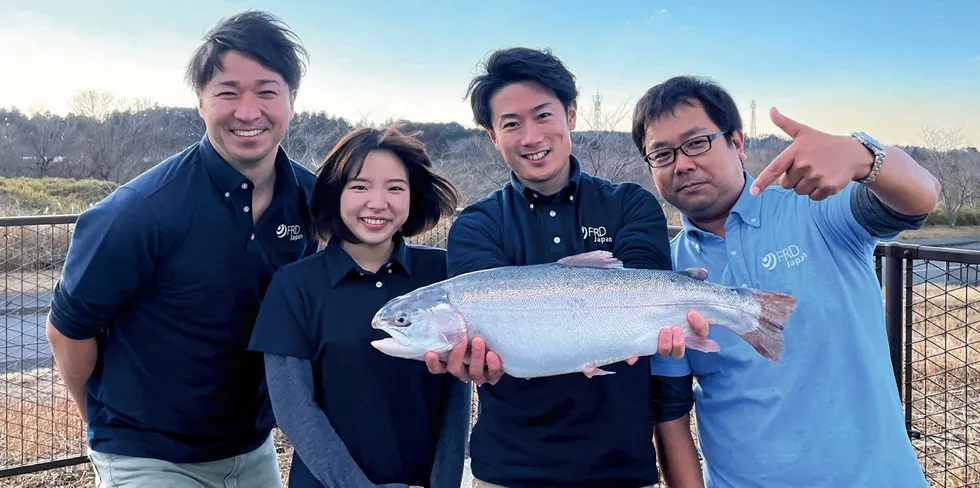 "If you compare it to other countries, I think the price of fresh rainbow trout is really close to - and sometimes higher - than Atlantic salmon," Tez Sogo (holding trout), co-CEO at FRD Japan, tells IntraFish.