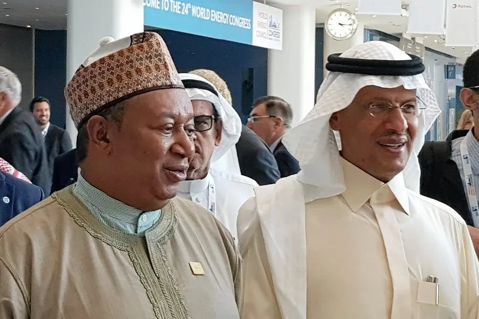 Opec+ curbs: Opec secretary general Mohammed Barkindo (left) and Saudi Energy Minister Prince Abdulaziz bin Salman