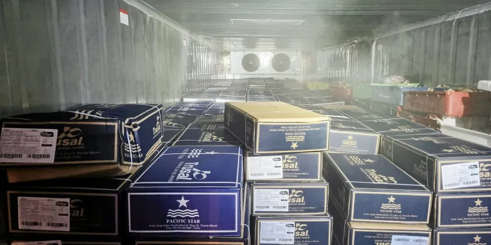Police recovered a truckload of Trusal branded salmon for export.