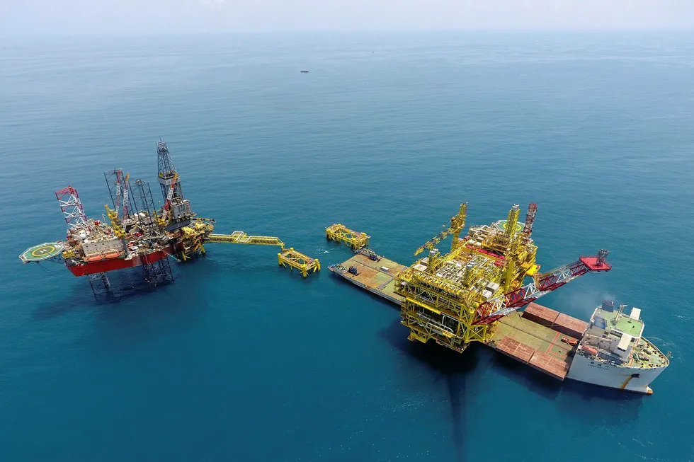 During the installation phase: at Hess' North Malay basin project