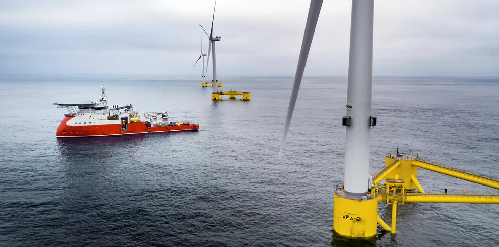 The trio of unit making up the 25MW WindFloat Atlantic project off Portugal