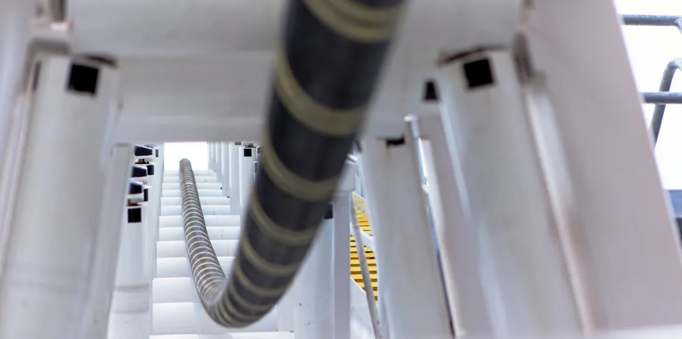 NKT HVDC cable being laid out off an installation vessel