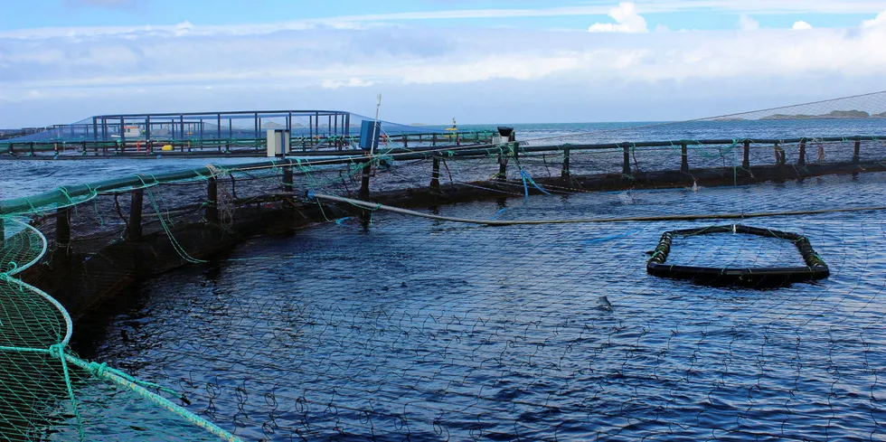 A Mowi salmon farming site outside Floro in the Sogn og Fjordane region of Norway.