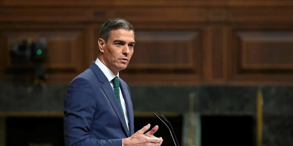 . Spanish prime minister Pedro Sánchez addresses Congress.