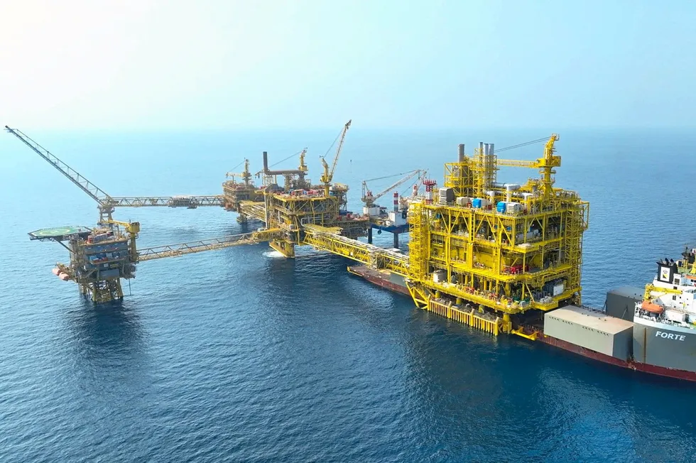Massive Al Shaheen central processing platform installed by Boskalis offshore Qatar