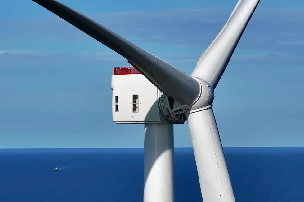 A Vineyard Wind 13MW GE Haliade-X in operation