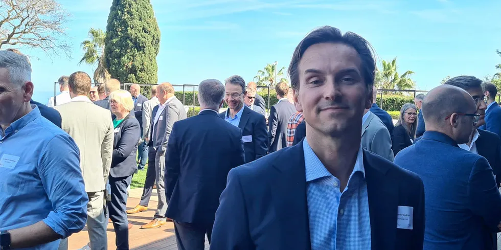 Analyst Alexander Aukner at DNB Markets during Fish Pool and DNB's seminar in Barcelona.