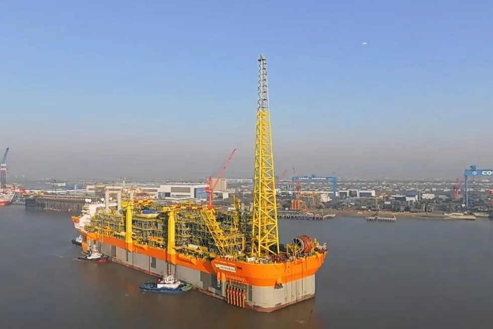 Alexandre de Gusmao FPSO en route to Petrobras' Mero pre-salt field offshore Brazil.