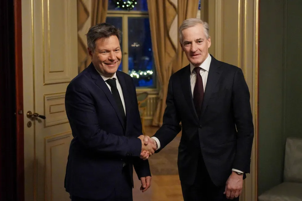 Partners: German Economics & Climate Minister Robert Habeck and Norwegian Prime Minister Jonas Gahr Store in Oslo in March 2022