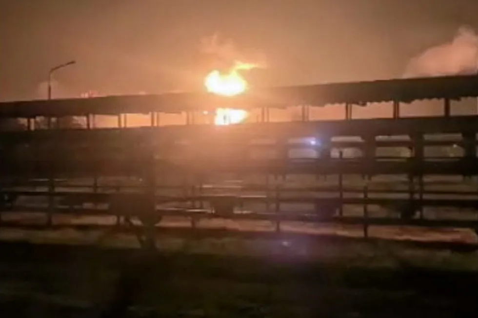 Standstill: A fire at the Afipsky oil refinery after a drone attack on 31 May.