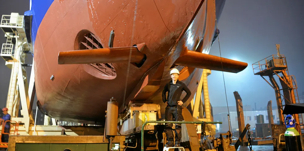 Managing Director Eirik Bockmann in front of "Teistin."