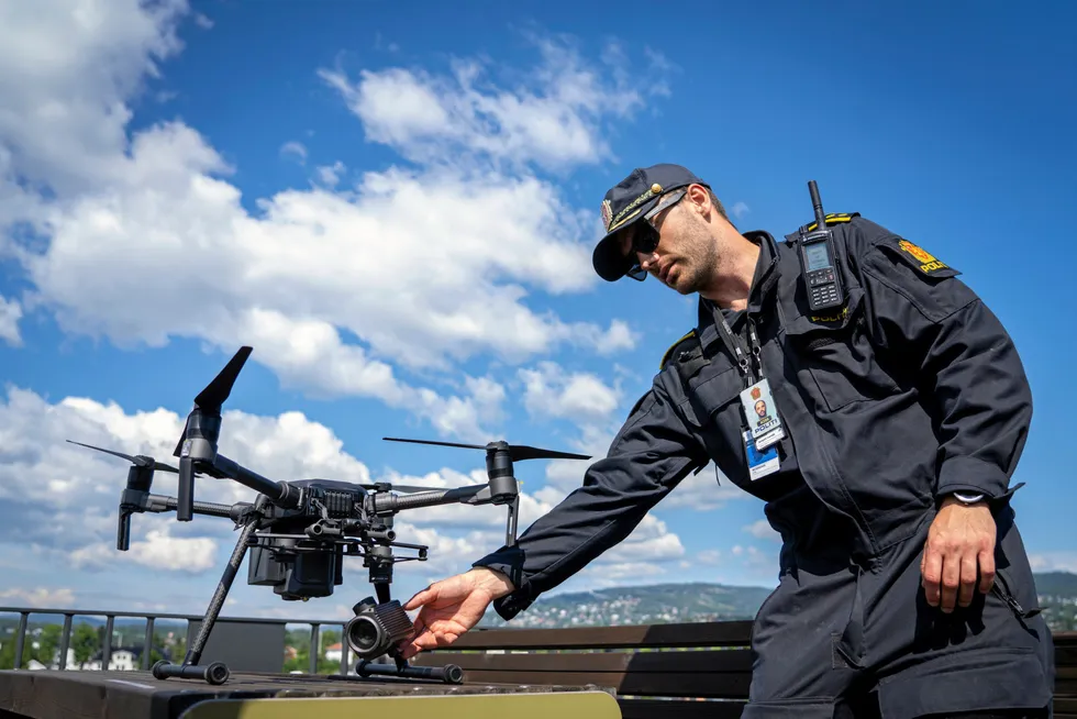 Flight plan: a Norwegian policeman tests a drone.