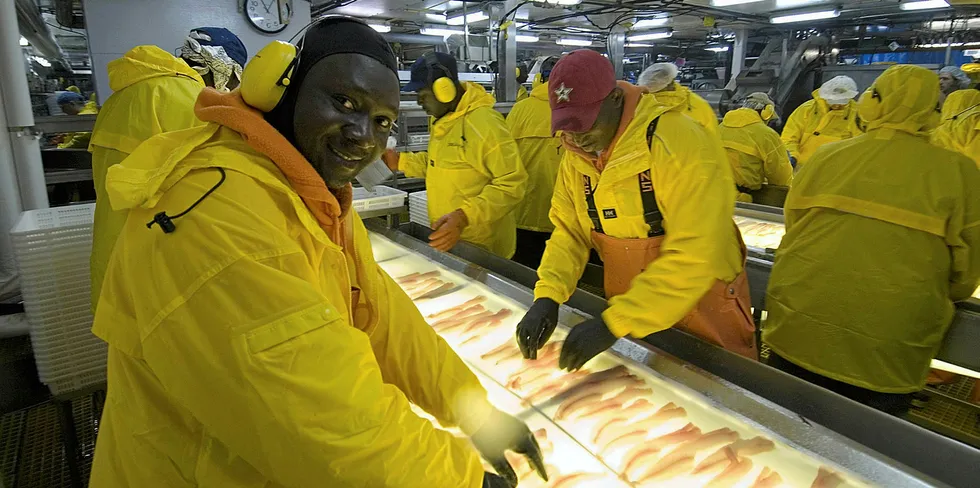 Alaska pollock processing workers are all smiles this season.
