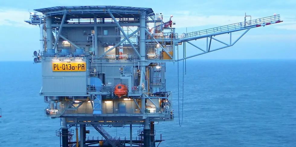 Neptune Energy's Q13a-A platform in the Dutch North Sea, where the PosHYdon project will be located