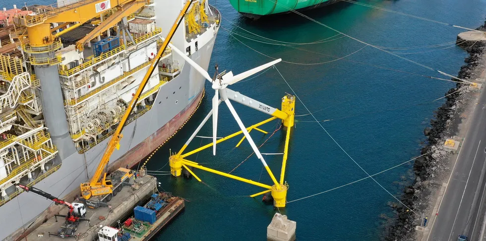 Part-scale X1Wind PivotBuoy prototype with rotor on in Gran Canaria