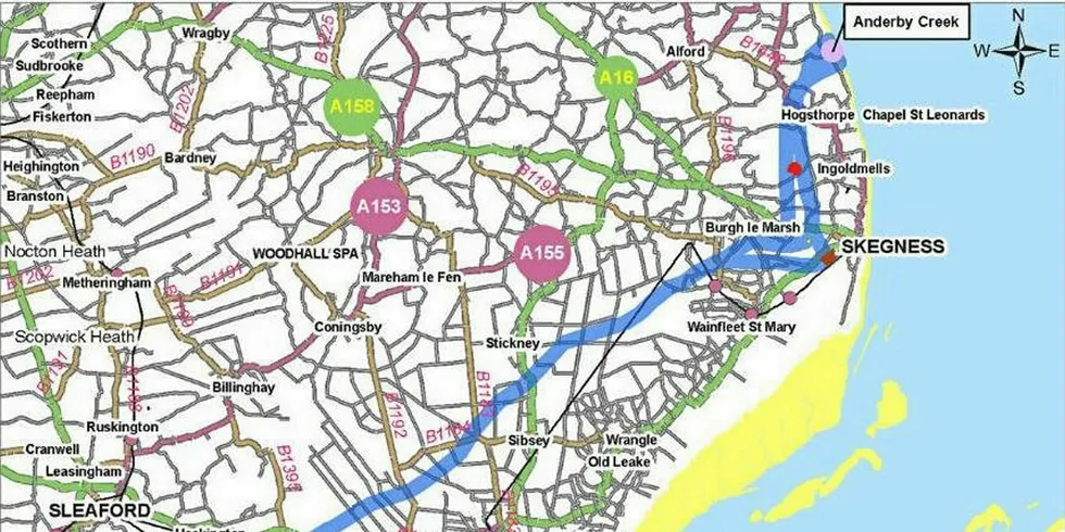 A map of the planned onshore works for Triton Knoll