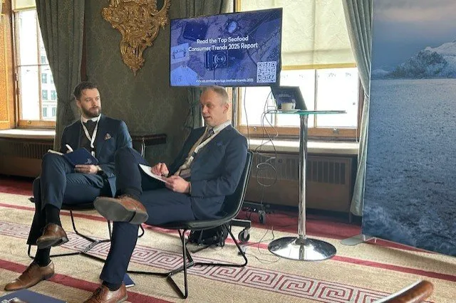 Norwegian Seafood Council Analyst Consumer Behaviour Lars Moksness and Norwegian Seafood Council Communications Director Martin Skaug discuss the new consumer report at London's Fishmonger Hall.