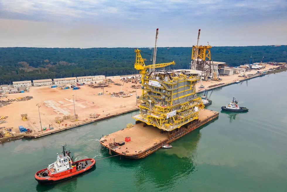 On the move: the sailaway of the Tyra redevelopment accommodation facility's topsides from Italy
