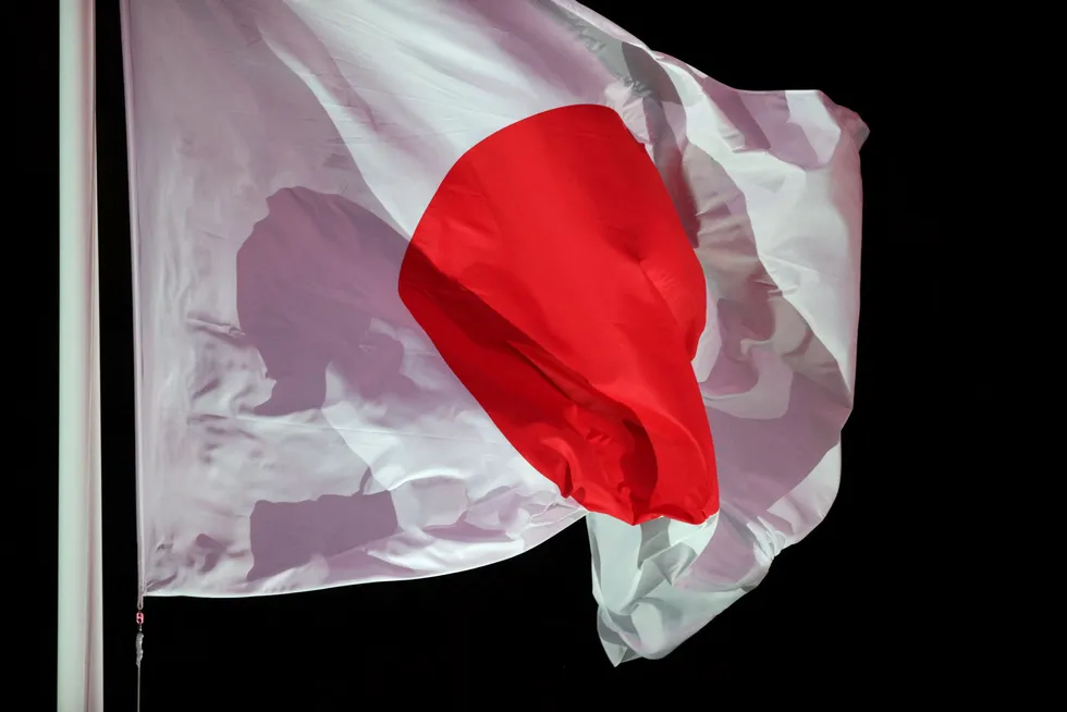 Flag day: the Japanese flag waves at during the opening ceremony of the Tokyo 2020 Olympic Games