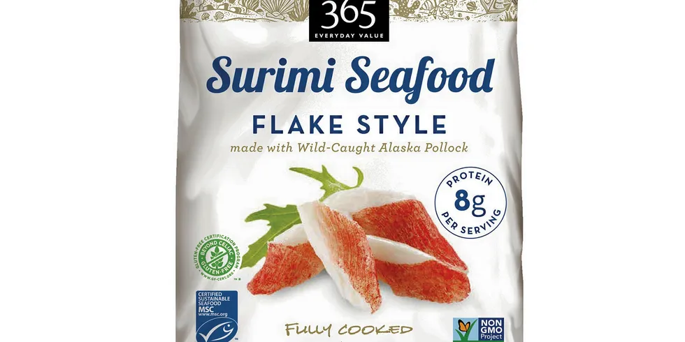 Surimi seafood, according to IRI data, is the largest product segment in the overall refrigerated seafood category at US retail when measured by units sold.