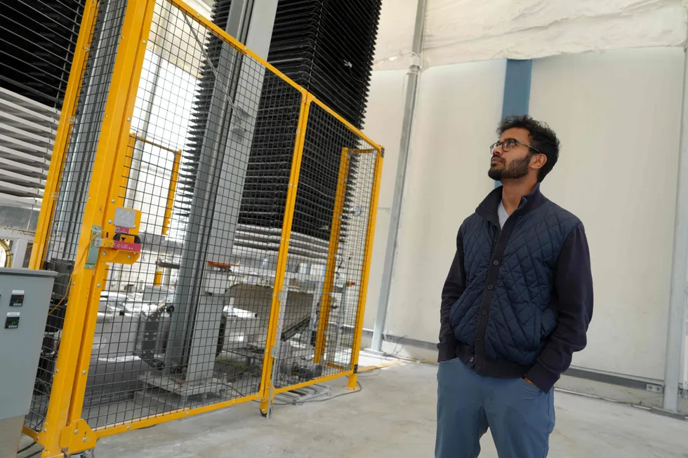 Shashank Samala, chief executive of Heirloom Carbon Technologies, at the company headquarters in Brisbane, California.